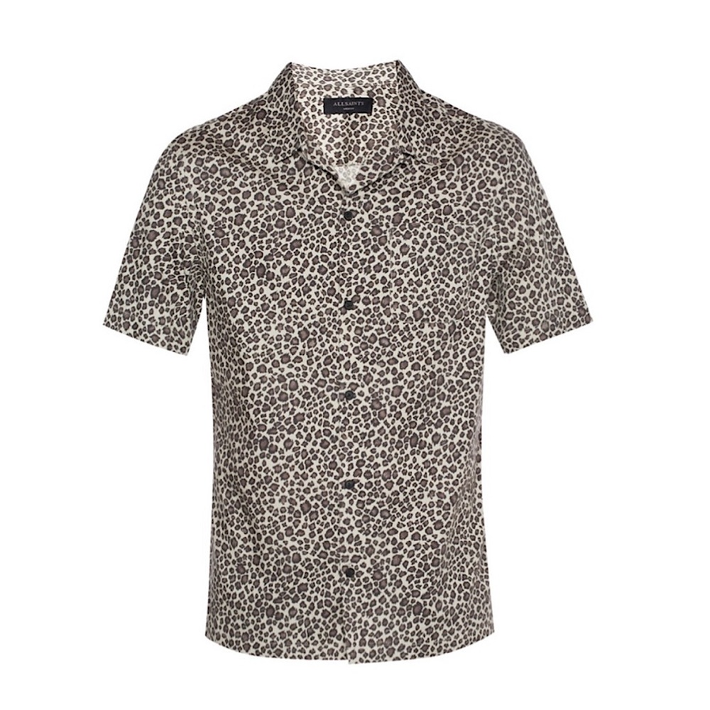 All Saints Leopard Print Casual Button Down Shirt